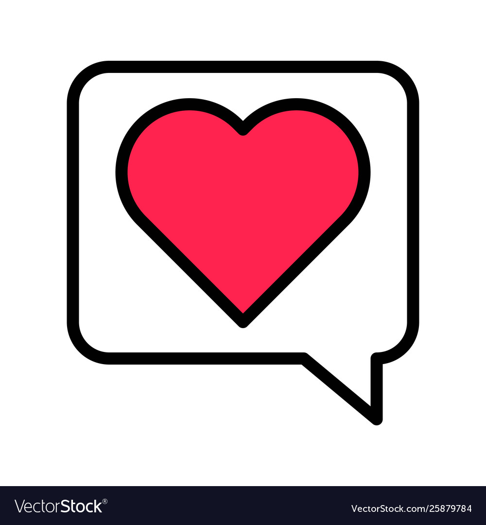 Heart in speech bubble social media filled