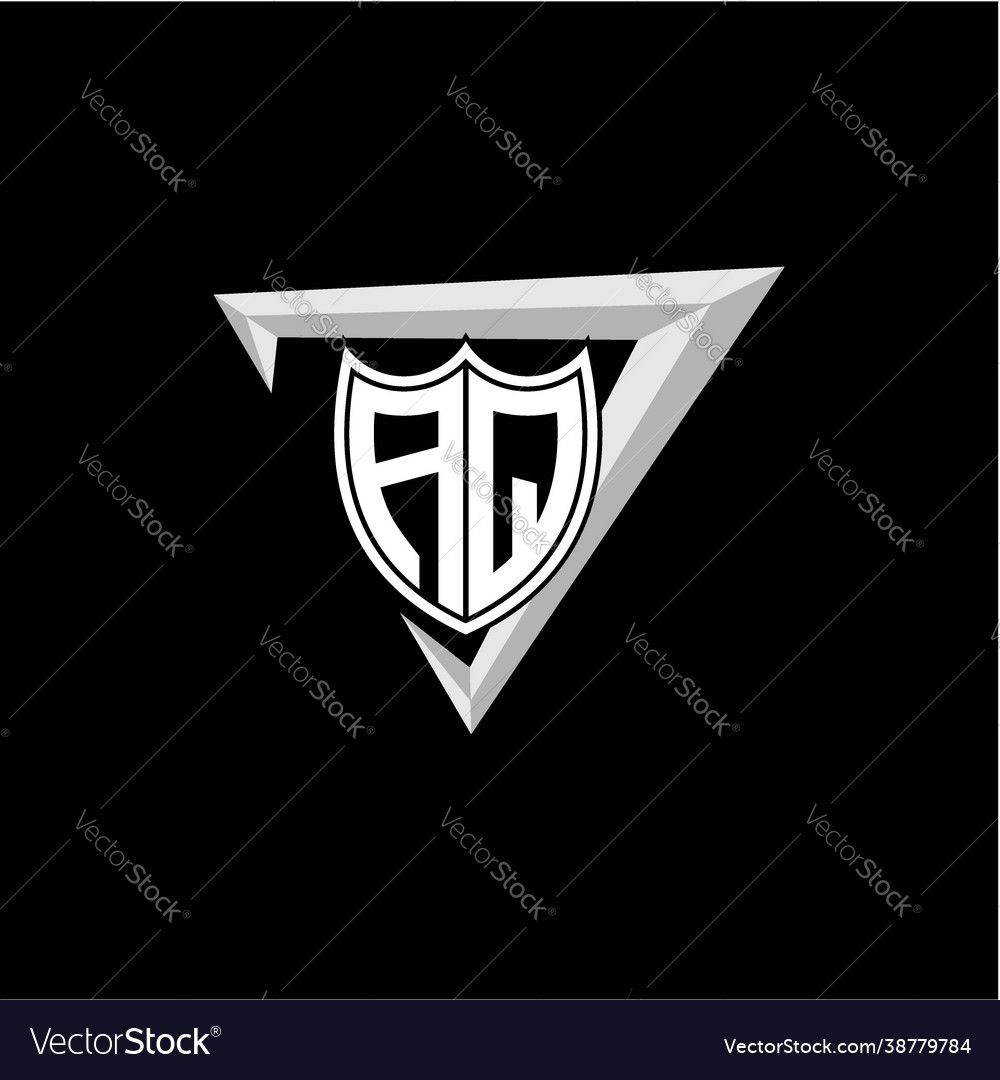 Initial letter a q shield shape with triangular vector image Initial letter a q shield shape with triangular