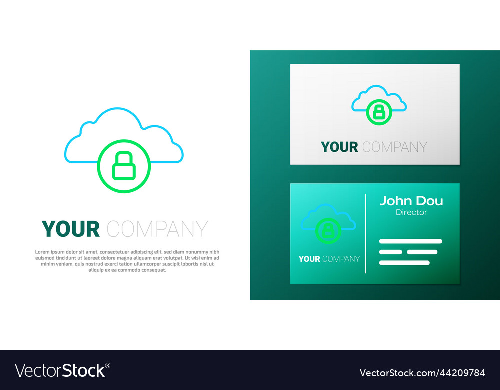 Line cloud computing lock icon isolated on white vector image Line cloud computing lock icon isolated on white