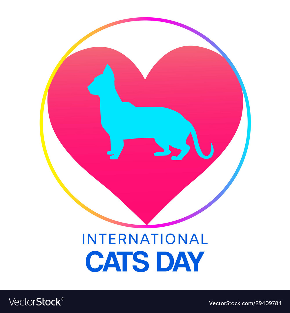Love cats domestic pets symbol with cat silhouette vector image Love cats domestic pets symbol with cat silhouette