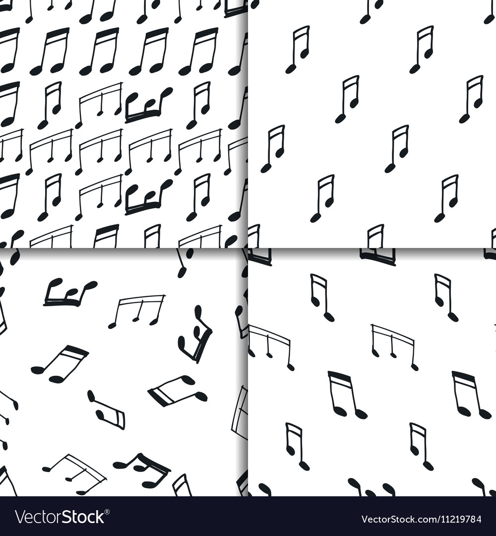 Music notes seamless pattern set