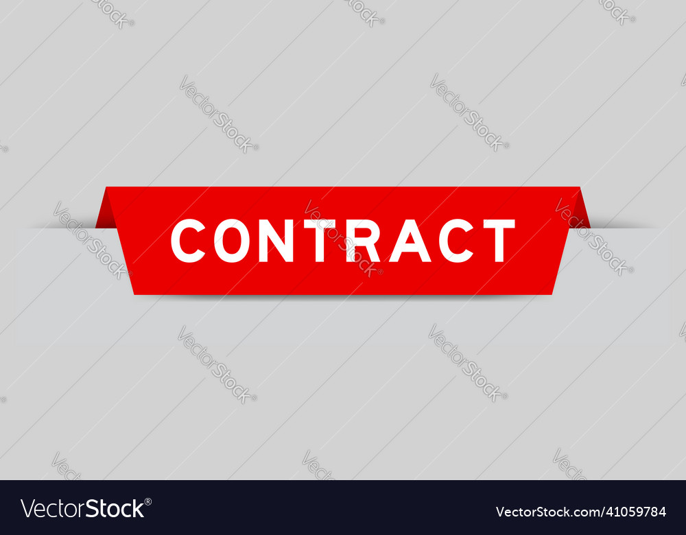 Red color inserted label with word contract vector image Red color inserted label with word contract