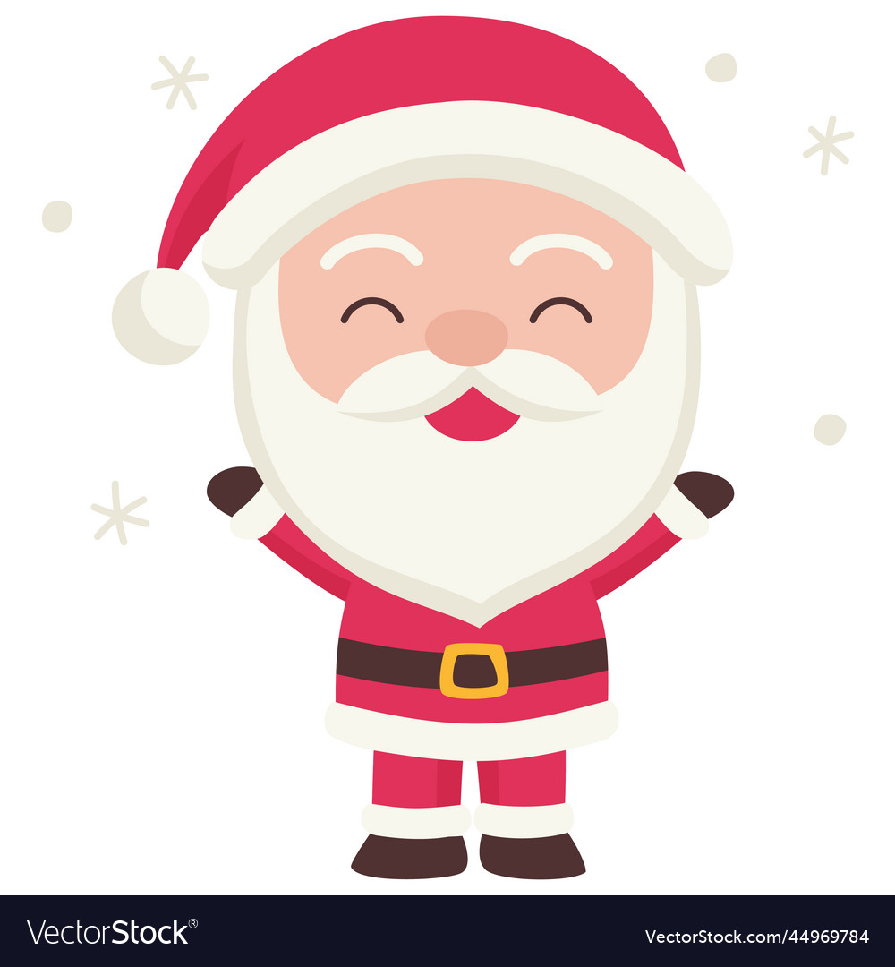 Santa Claus With Snow Icon Christmas Doodle Vector Image 3398