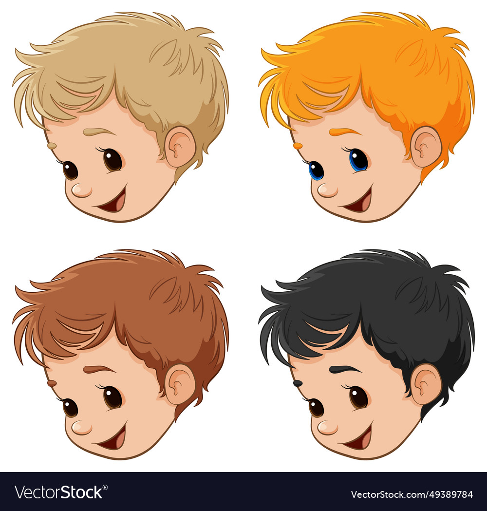 Smiling cartoon boy heads set vector image Smiling cartoon boy heads set
