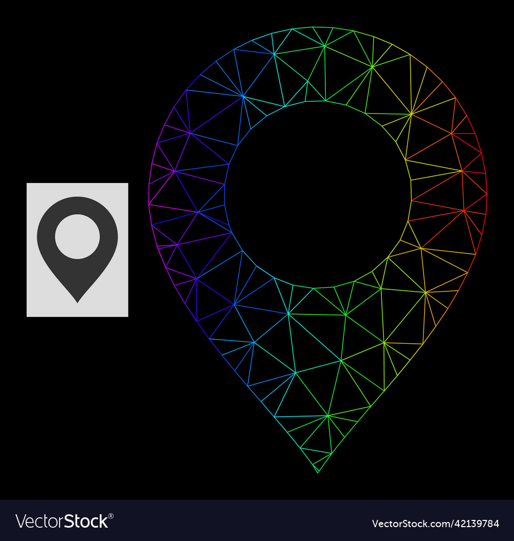 Spectral gradiented polygonal net map mark icon vector image Spectral gradiented polygonal net map mark icon