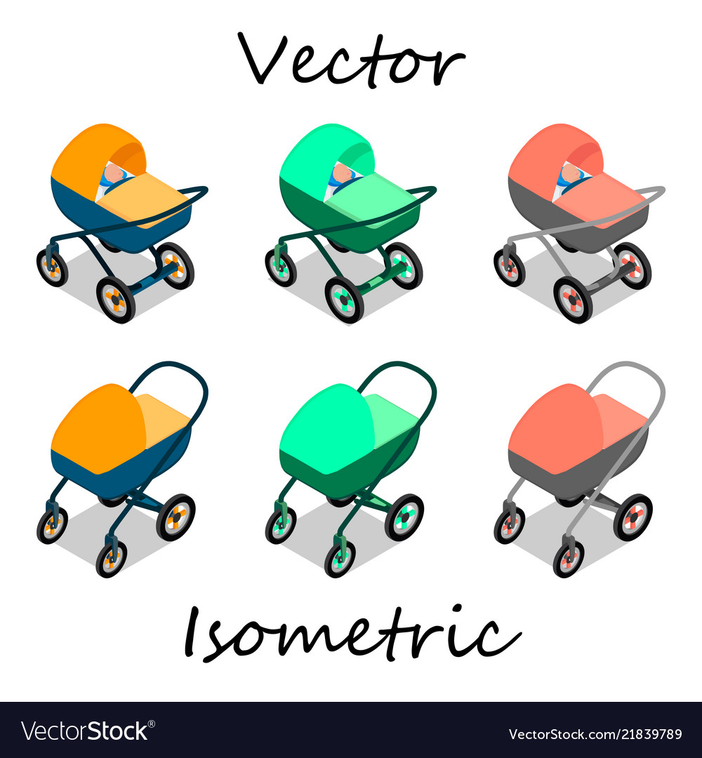 Baby carriages in isometrics different angles