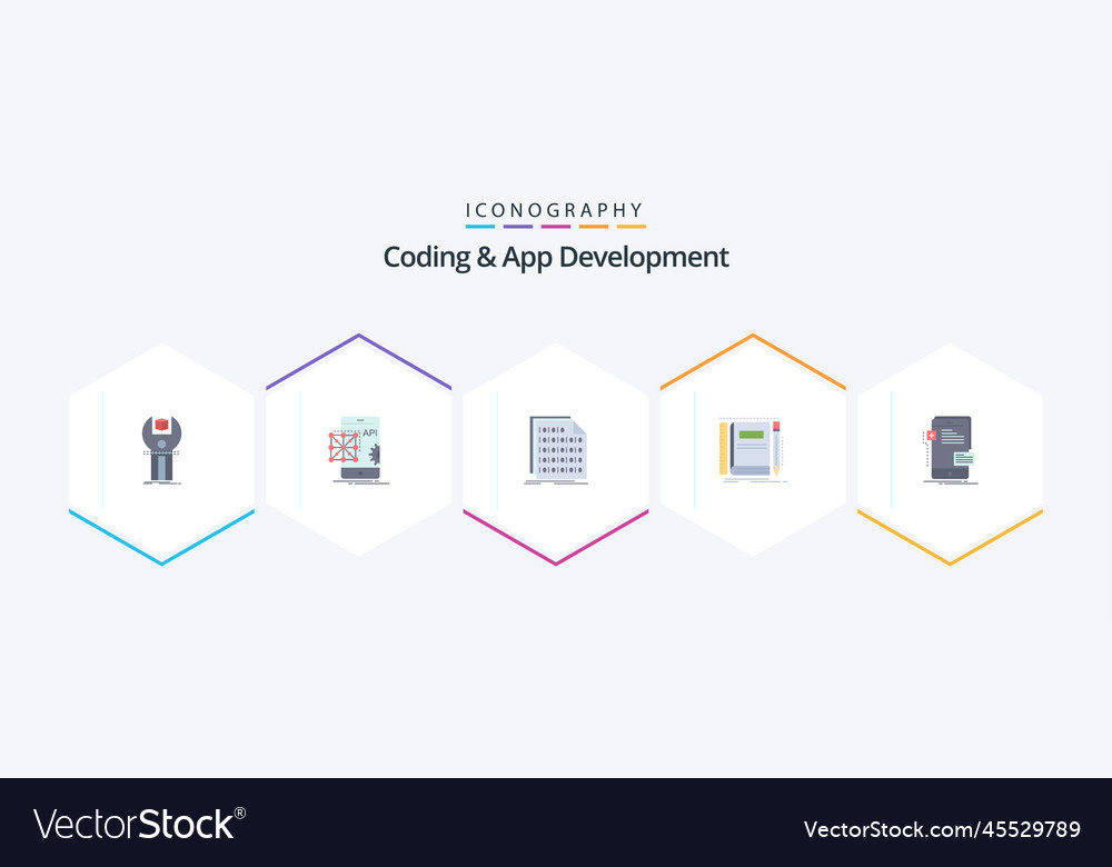 Coding and app development 25 flat icon pack