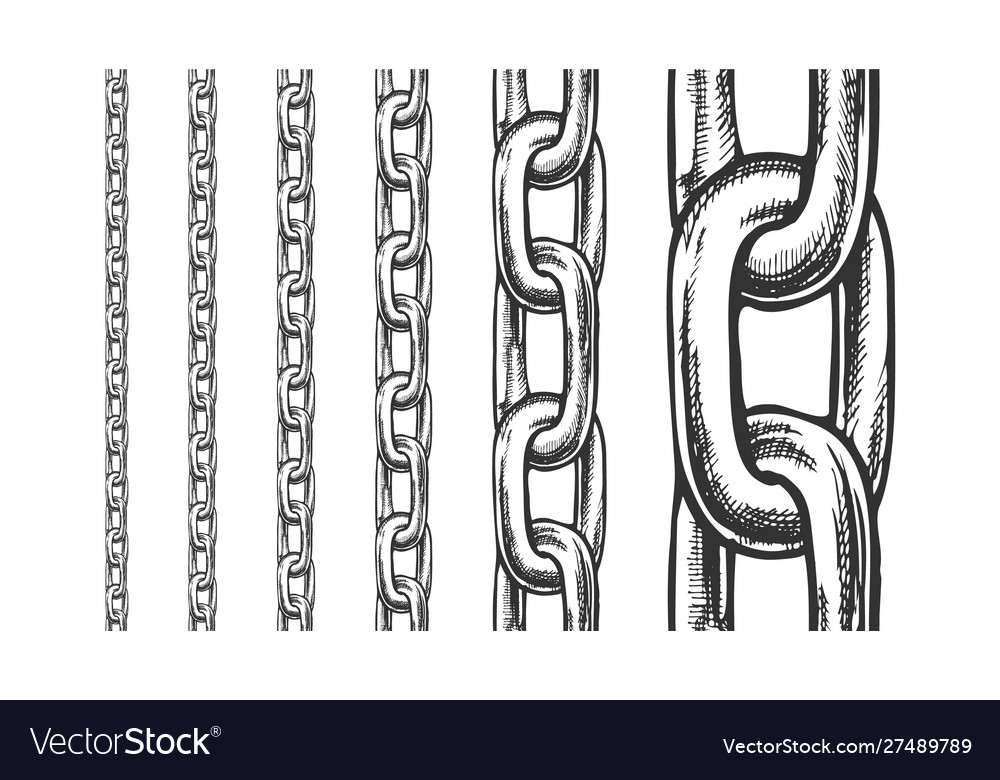 Iron chain seamless pattern in different scale