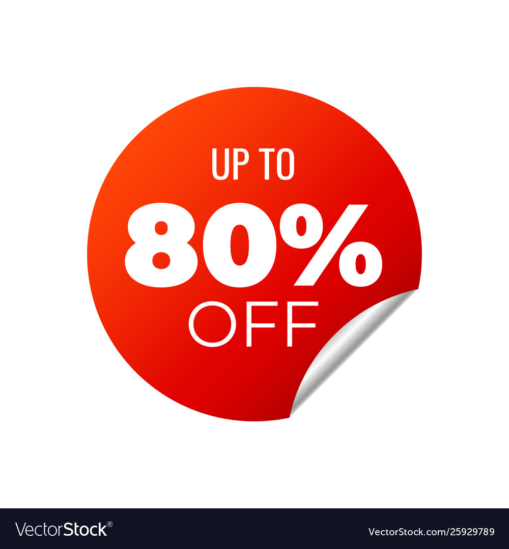 Red banner sticker up to 80 percent off Royalty Free Vector