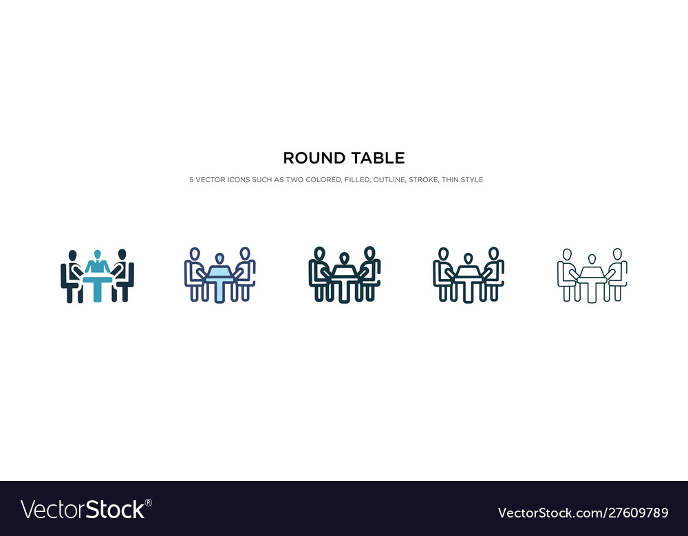 Round table icon in different style two colored vector image Round table icon in different style two colored