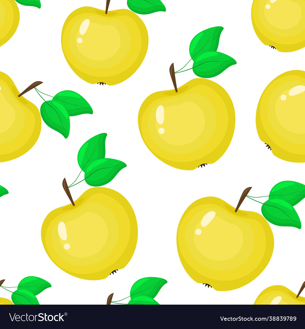 Seamless pattern with yellow apples