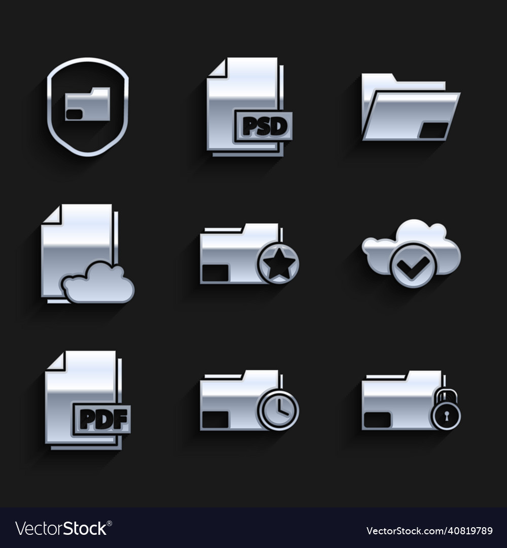 Set document folder with star clock vector image Set document folder with star clock