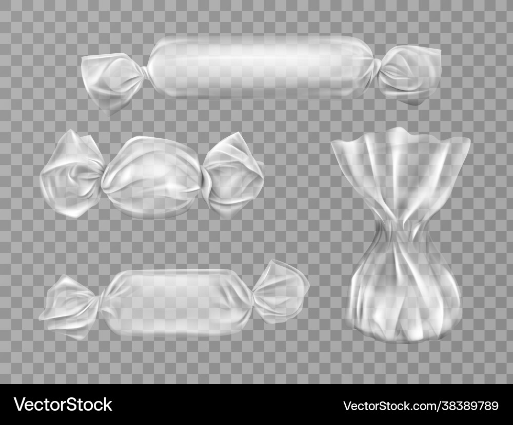 Transparent candy wrapper isolated blank package Vector Image