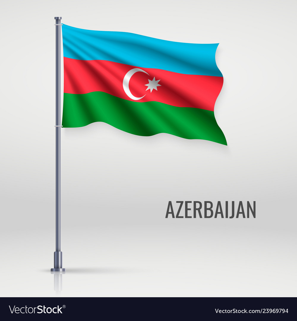 Azerbaijani Flag on Flagpole