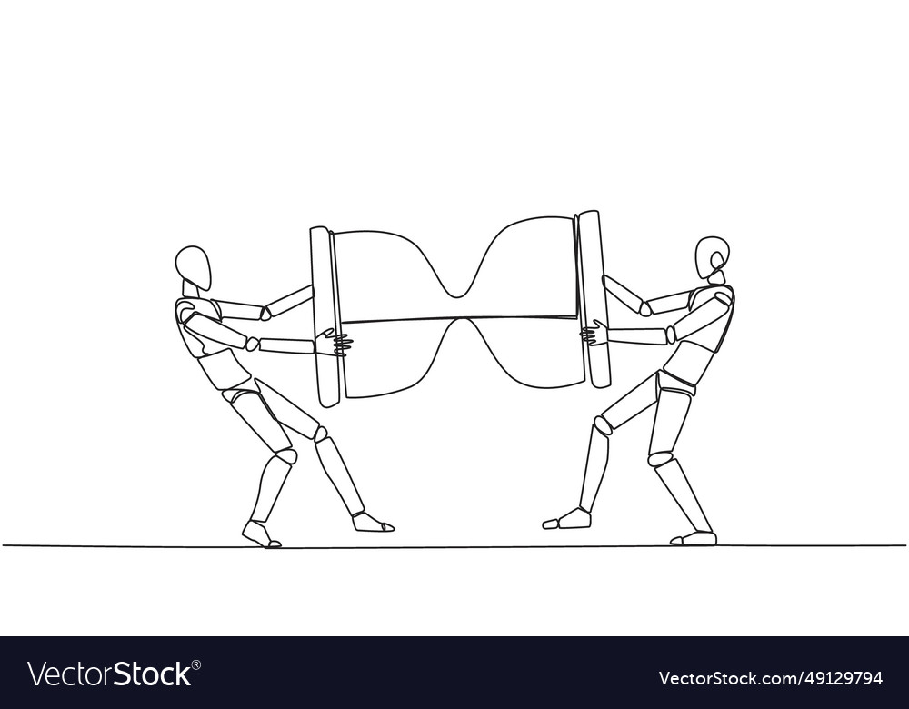 Continuous one line drawing two angry robot Vector Image Continuous one line drawing two angry robot
