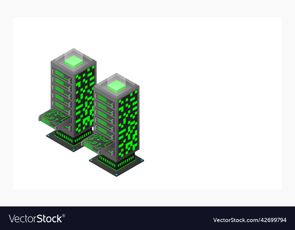 Datacenter isometric abstract 3d hosting server