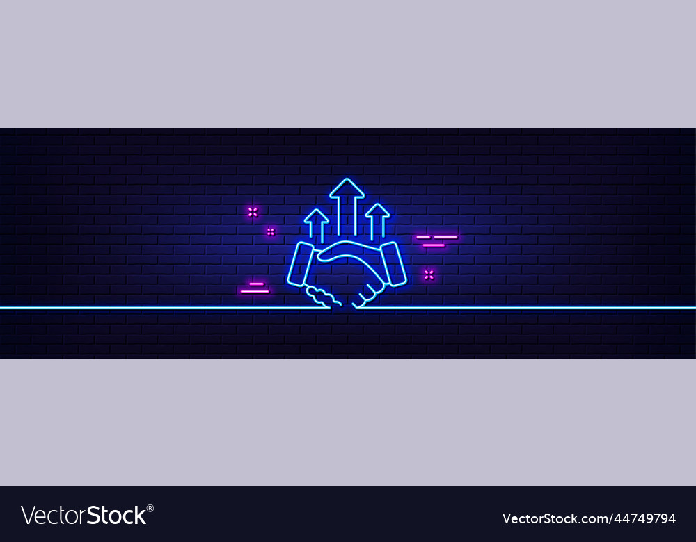 Deal line icon business handshake sign neon