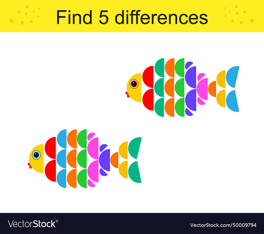 Find 5 differences logic puzzle game for kids
