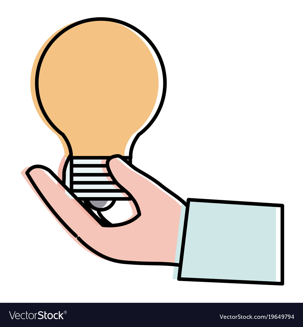 Hand with bulb light isolated icon