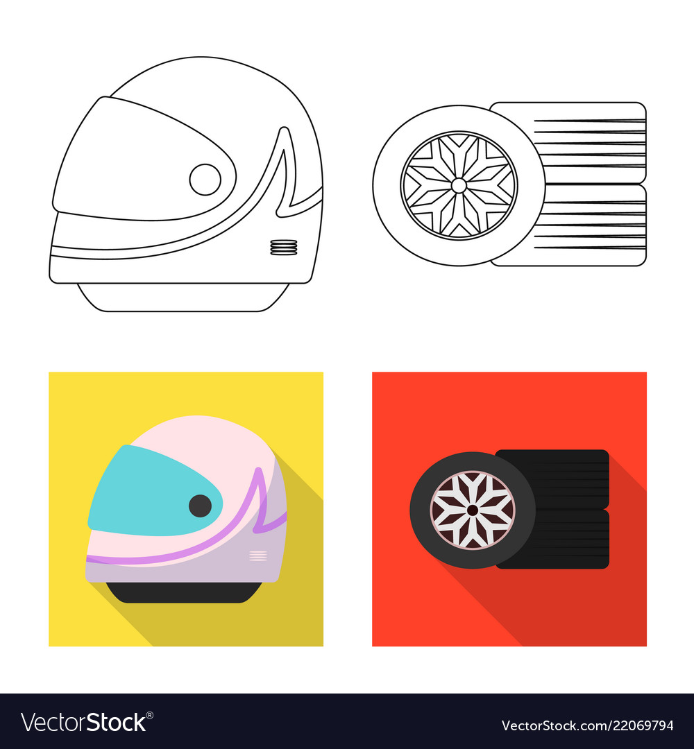 Isolated object of car and rally symbol set