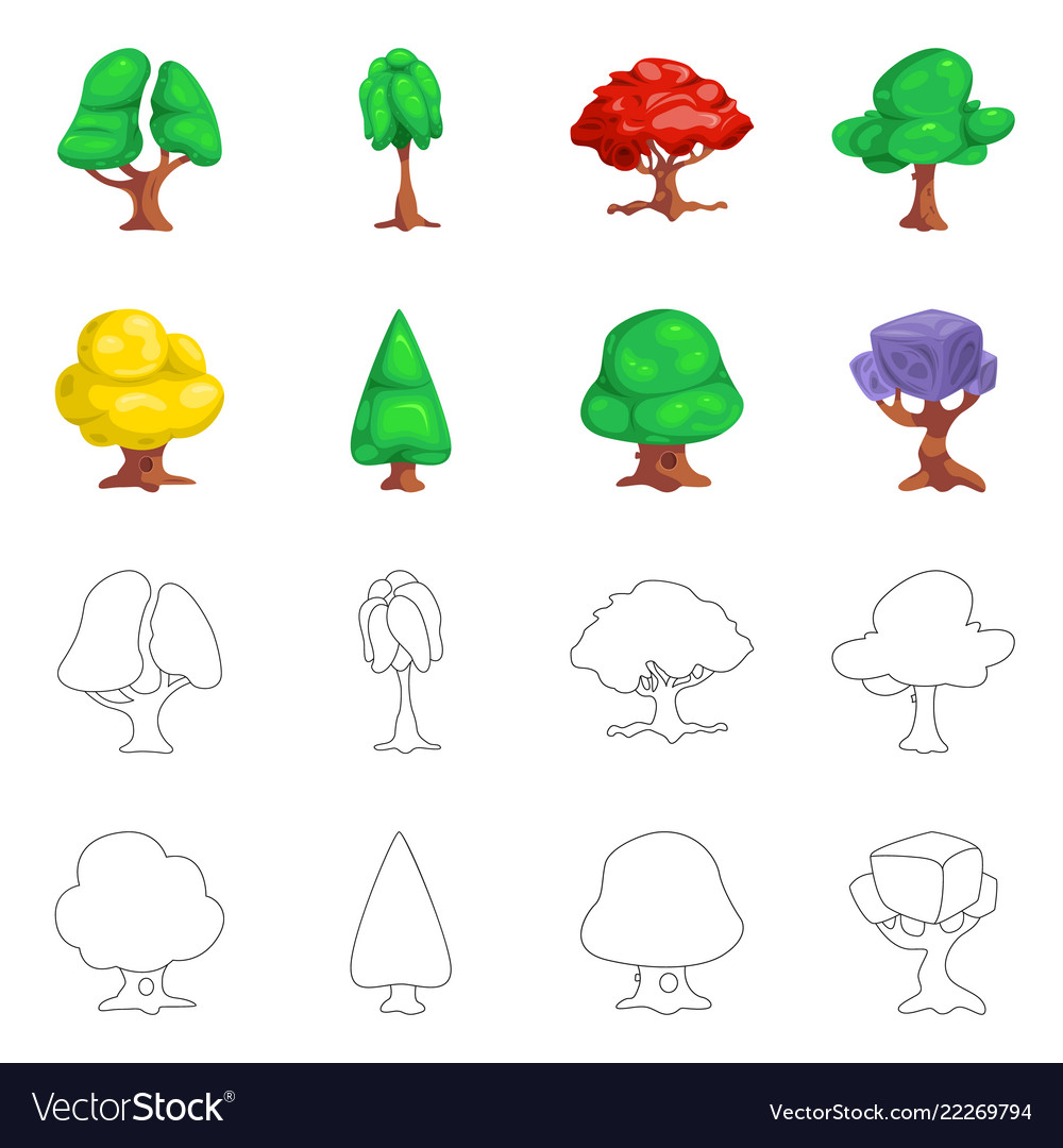 Isolated object of tree and nature icon set