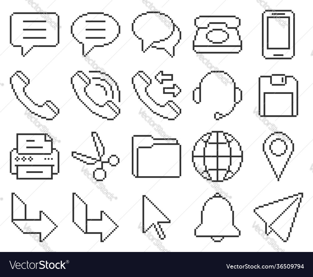 Line pixel icons set user interface 3 vector image Line pixel icons set user interface 3