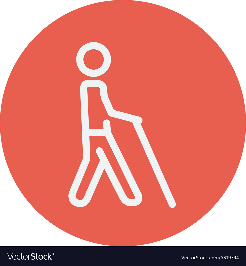 Man with stick thin line icon