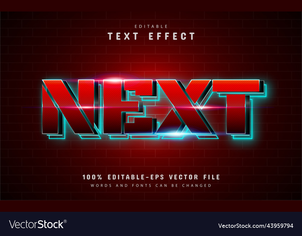 Next text effect with red gradient Vector Image Next text effect with red gradient