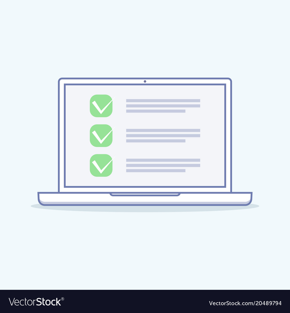 Online survey checklist on the laptop screen