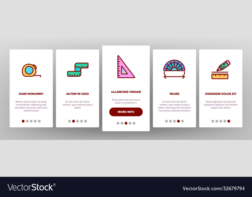 Ruler measuring tool onboarding icons set
