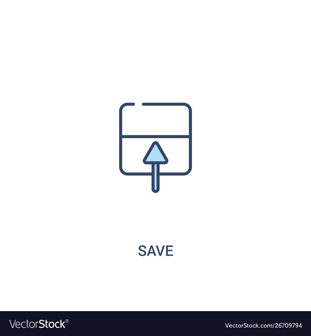 Save concept 2 colored icon simple line element vector image Save concept 2 colored icon simple line element