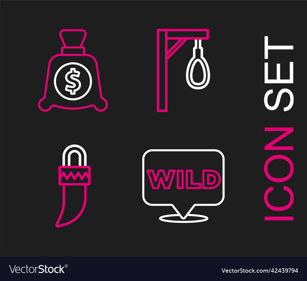 Set line pointer to wild west tooth gallows vector image Set line pointer to wild west tooth gallows