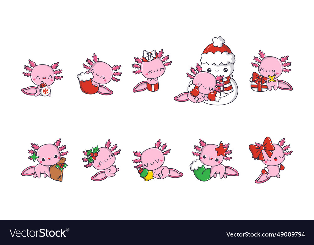 Set of christmas axolotl collection