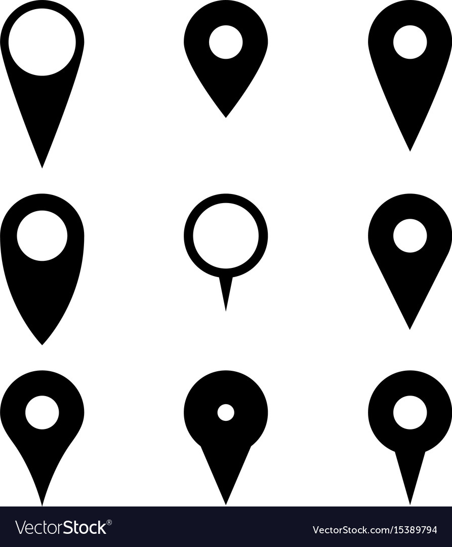 Set of various map pointers simple flat black