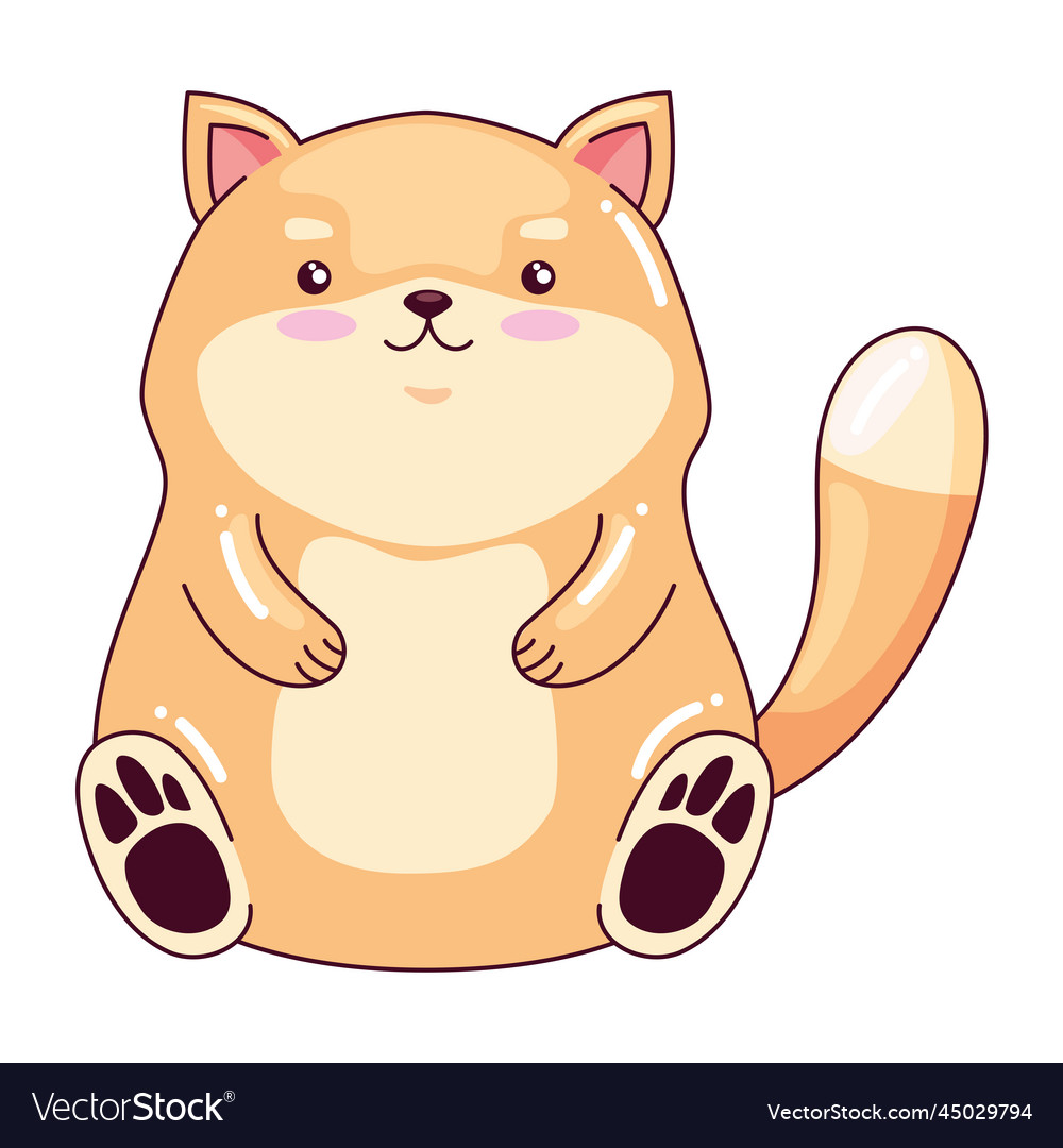 Yellow cat kawaii animal Royalty Free Vector Image