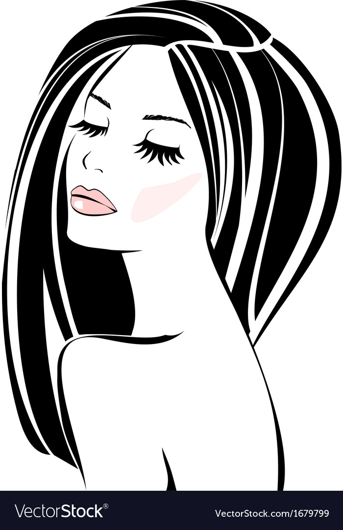 Download Beauty makeup icon with black hair Royalty Free Vector Image