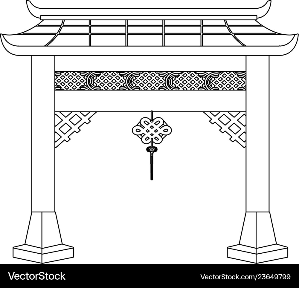 Chinese gate cartoon Royalty Free Vector Image