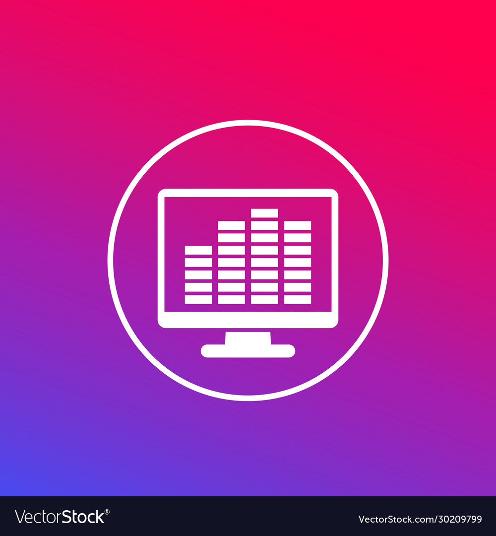 Eq equalizer icon with computer