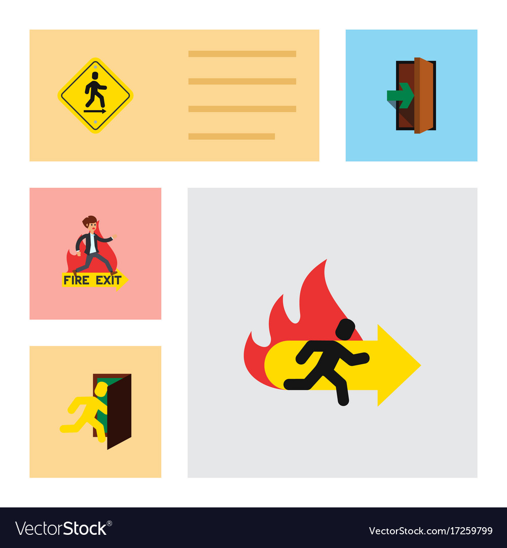Flat icon exit set of open door direction pointer