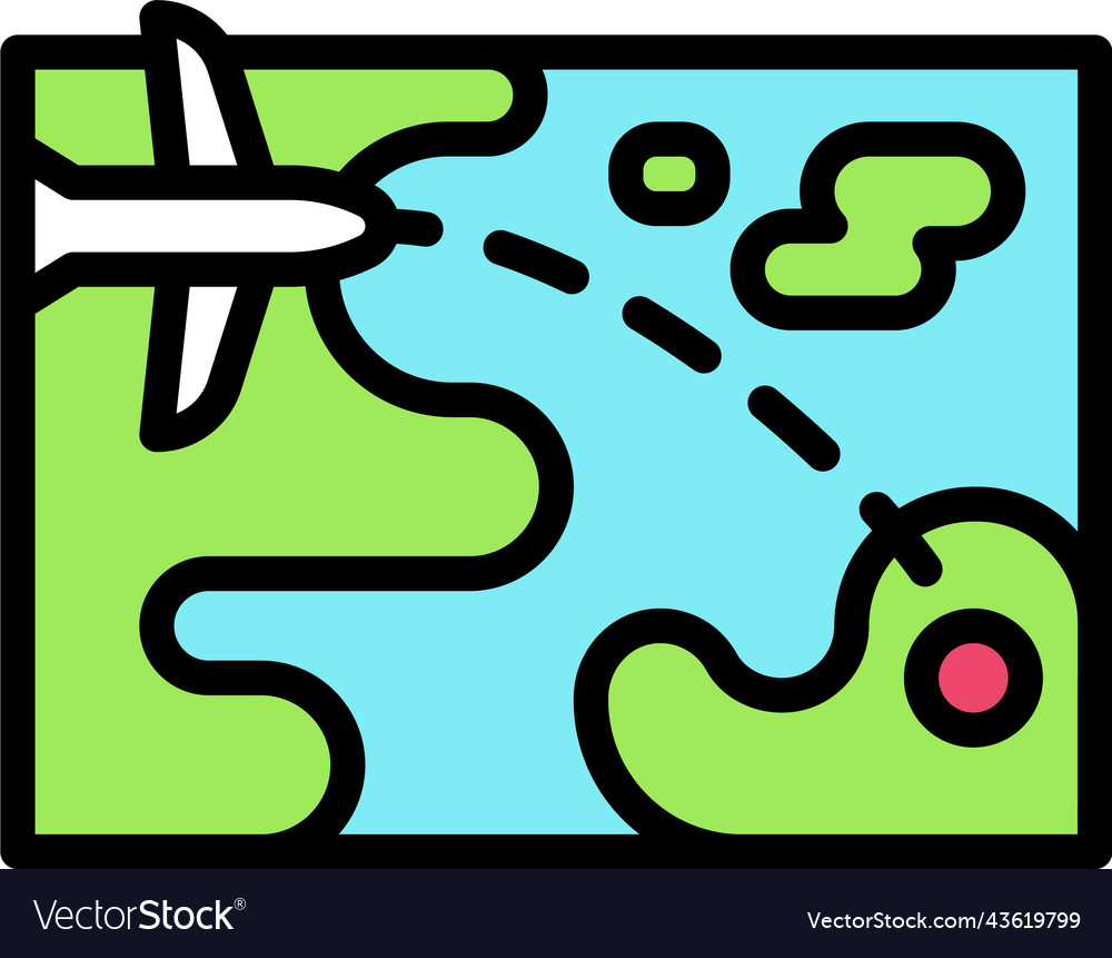 Flight route icon location map and navigation