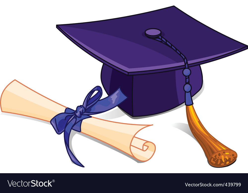 Graduation cap and diploma Royalty Free Vector Image