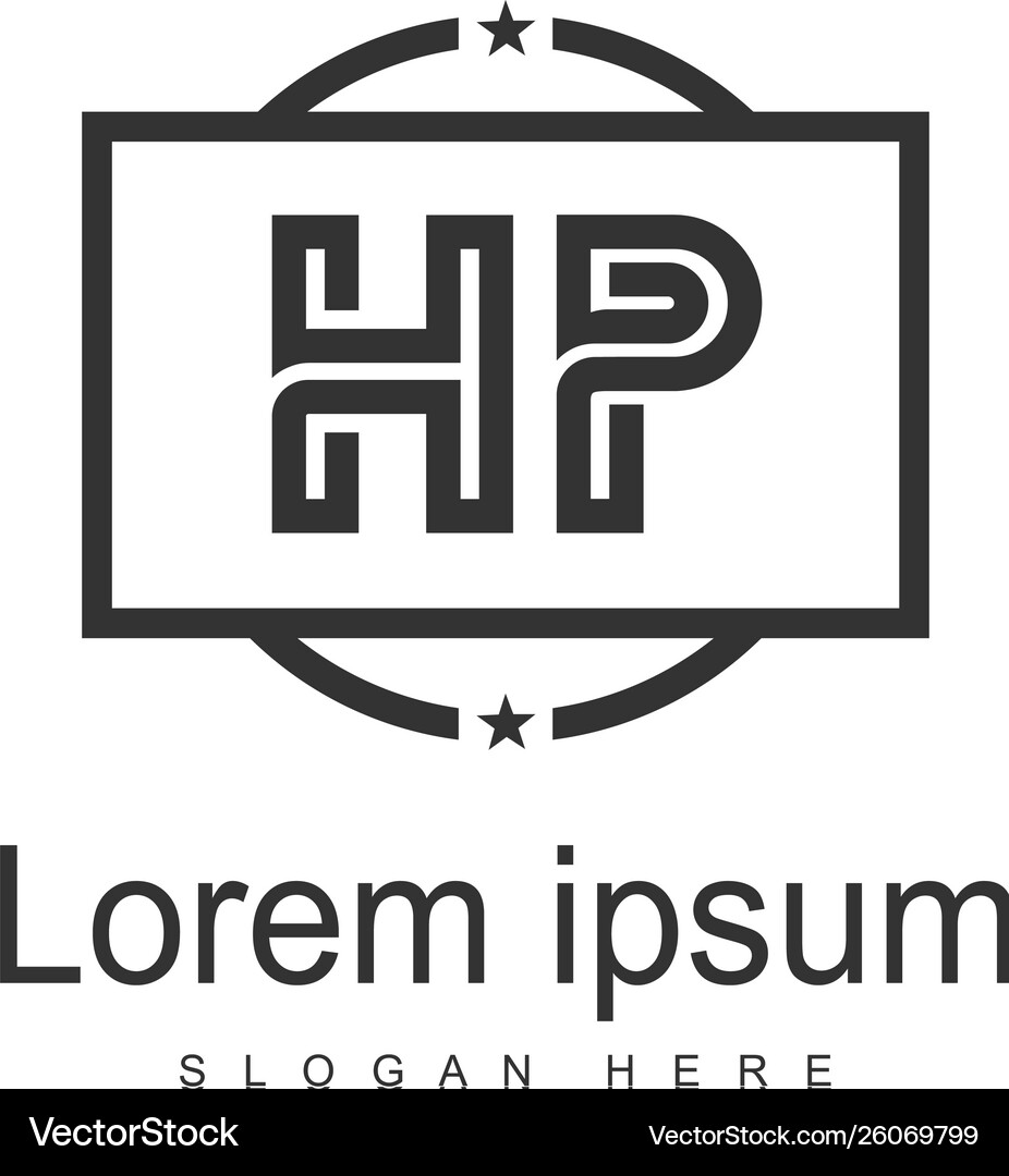 Initial hp logo template with modern frame Vector Image