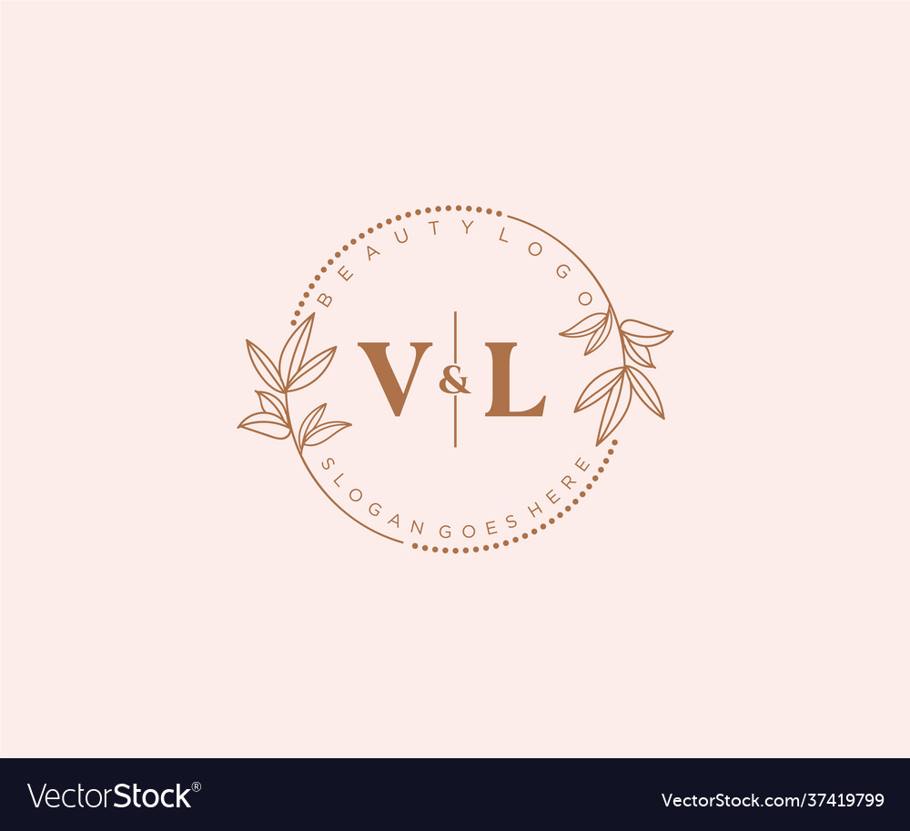 Initial vl letters beautiful floral feminine