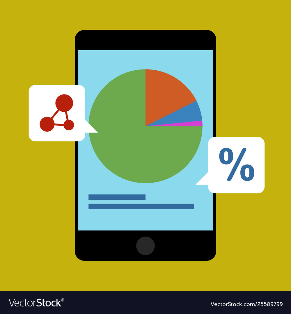 Isolated smartphone with business graph symbols