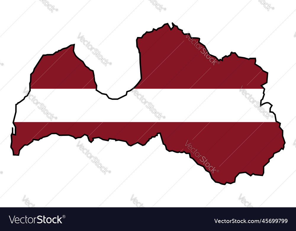 Latvia silhouette flag map