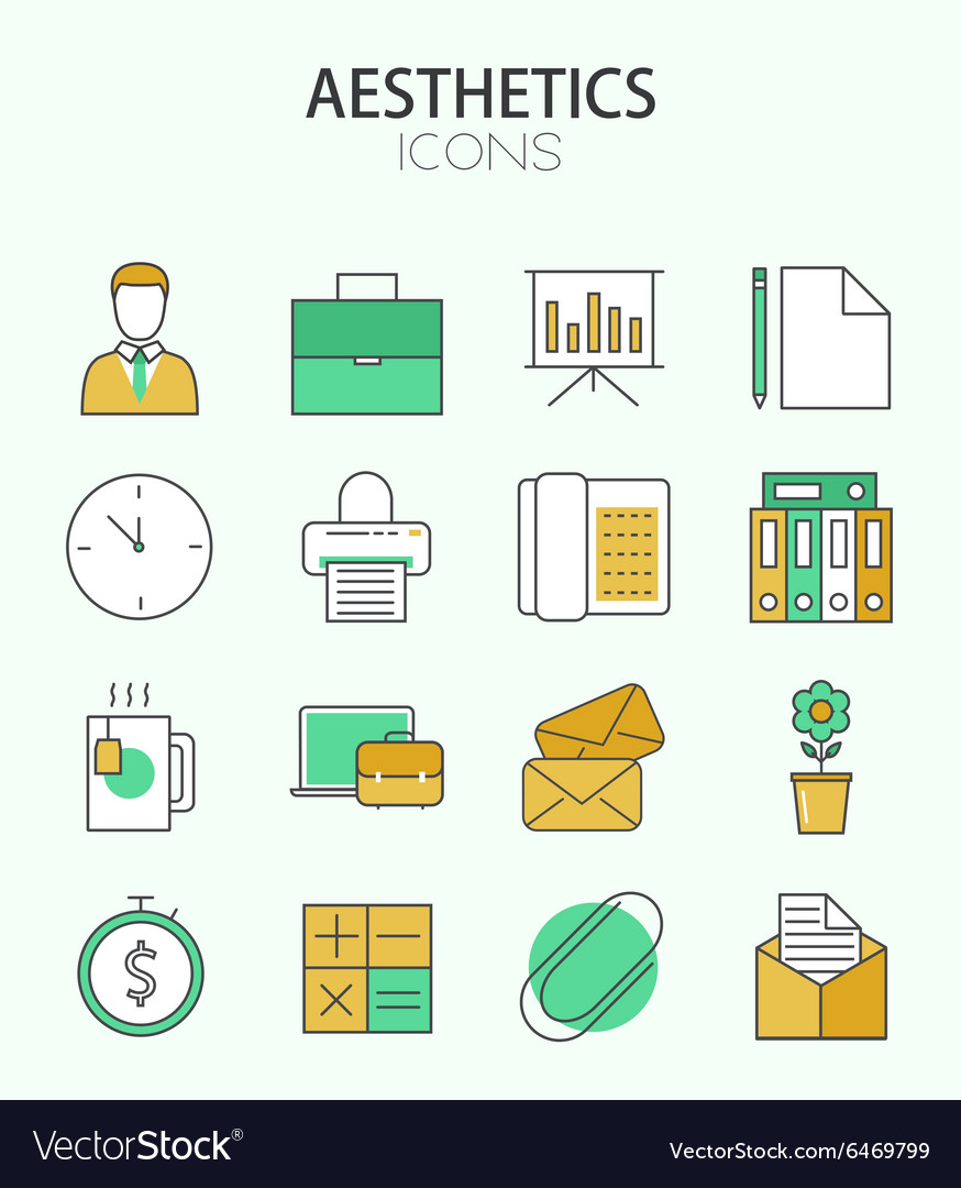 Modern thin line flat design of icons set