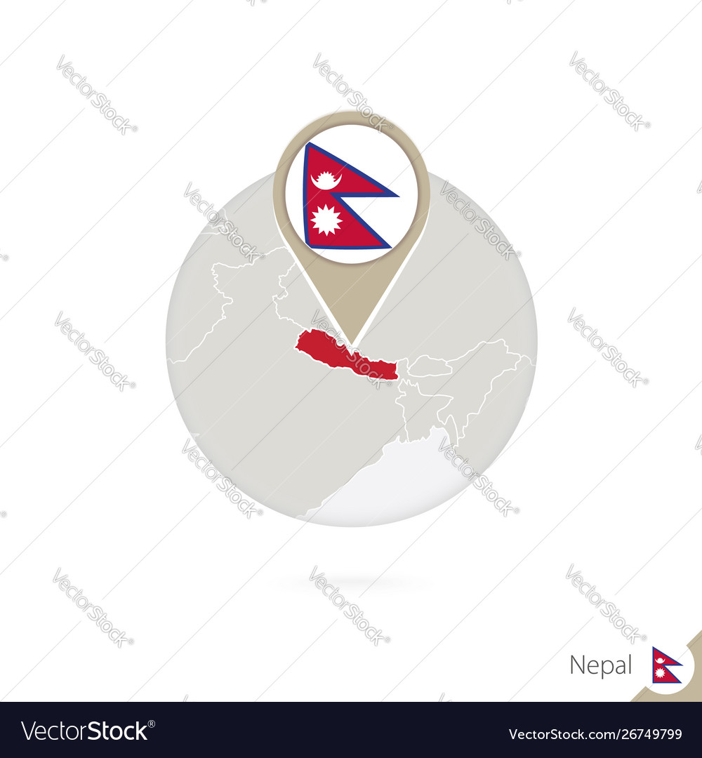Nepal map and flag in circle vector image Nepal map and flag in circle