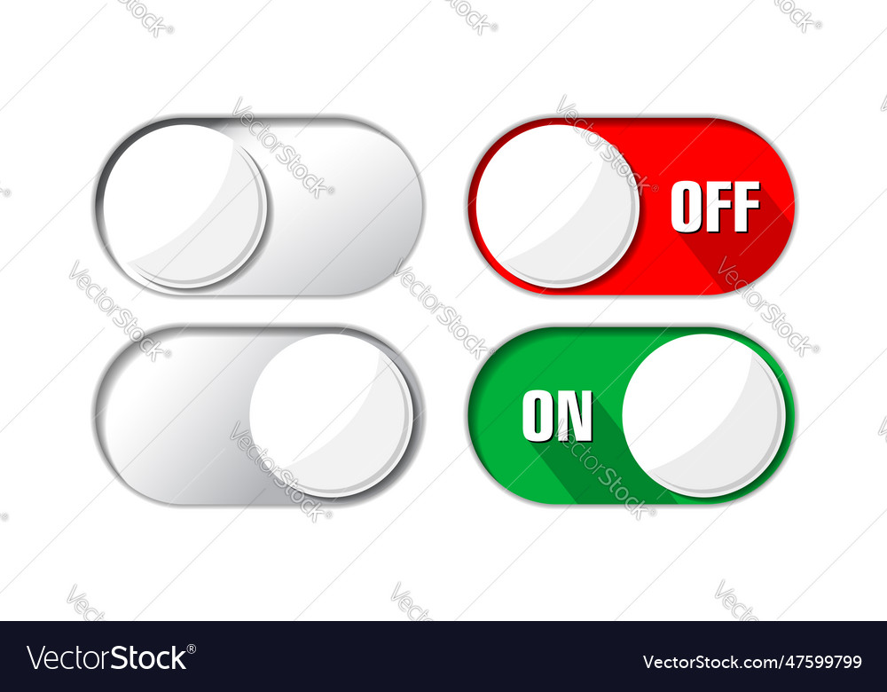 On and off toggle switch buttons