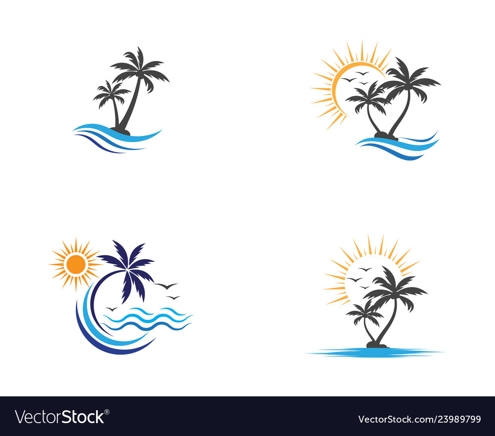 Palm tree summer logo template vector image Palm tree summer logo template