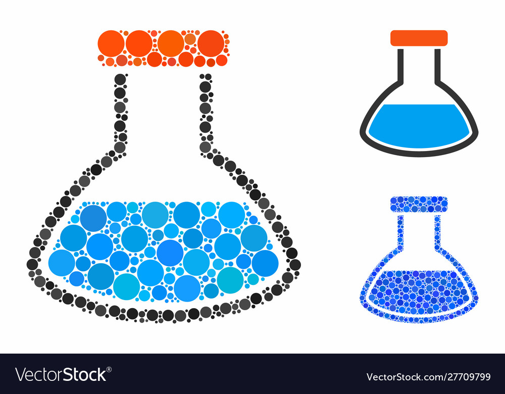 Rounded flask mosaic icon round dots